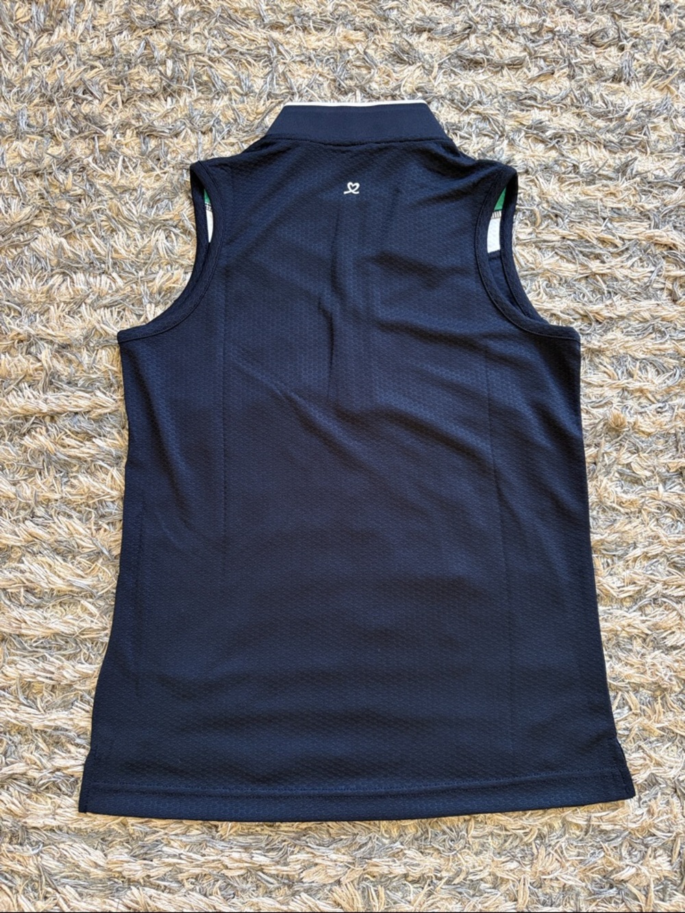 Daily Sports Sleeveless Zip Golf Top in Navy, White & Green, Size S - Picture 2 of 3